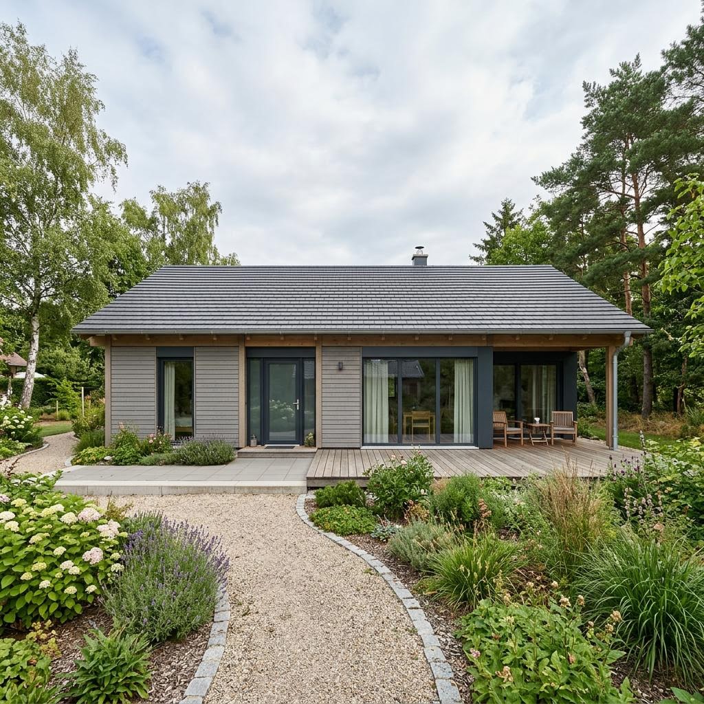 Ferienhaus Skoglund 78 von Fjorborg Holzhäuser als rotes Schwedenhaus mit Satteldach