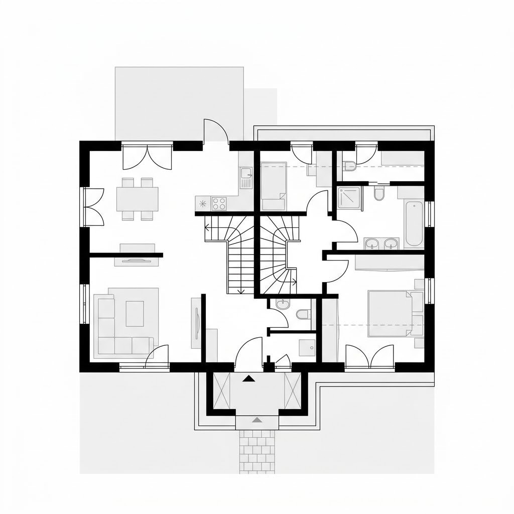 Grundriss Wattkate 102 – 102 m² Friesenhaus mit 3 Zimmern
