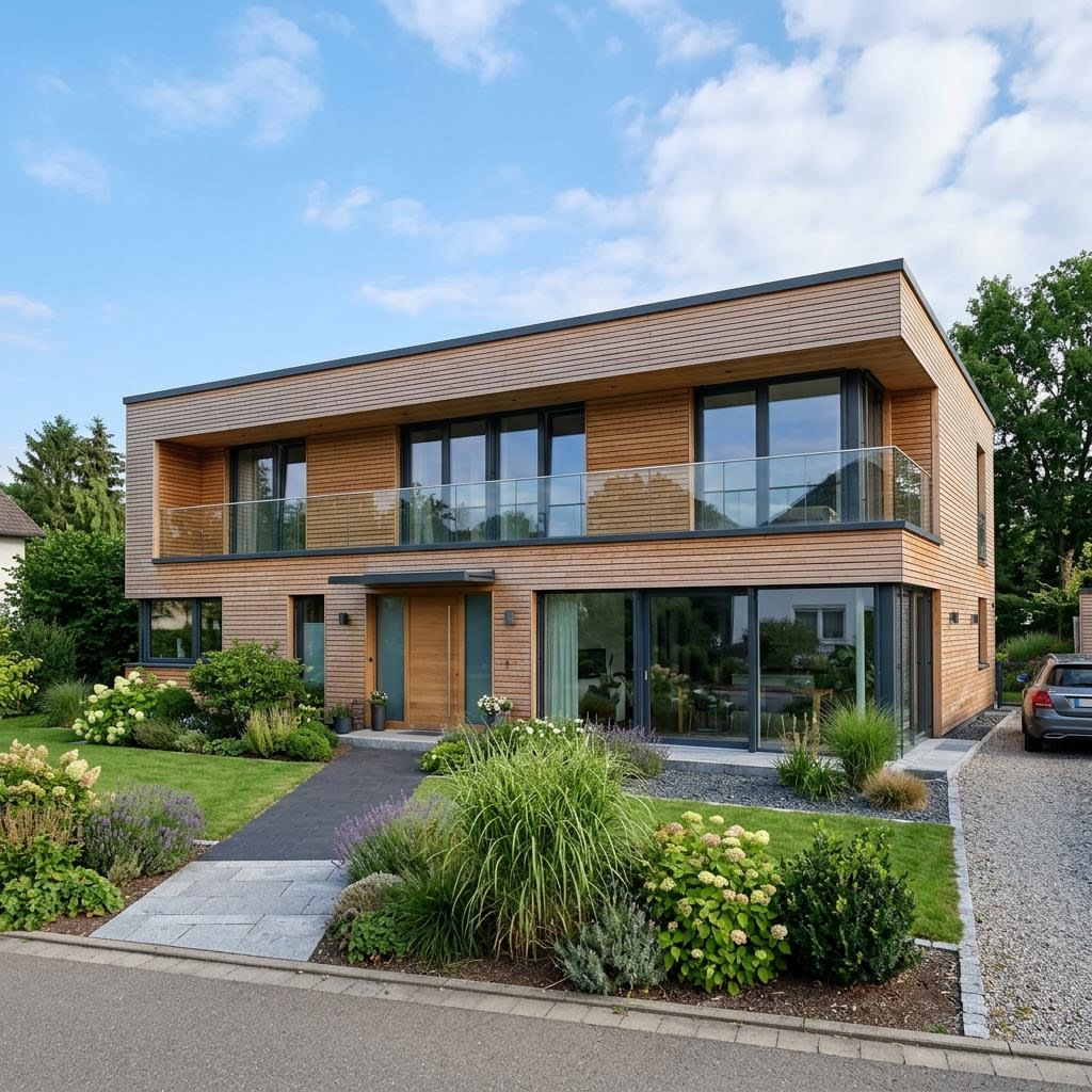 Flachdachhaus Bauhaus 128 von ARGE-HAUS — Fertighaus in Holztafelbau mit rund 128 m²