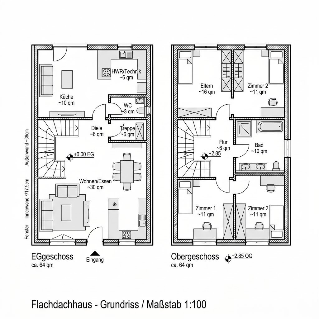 Grundriss Bauhaus 128 von ARGE-HAUS — 128 m², 4 Zimmer
