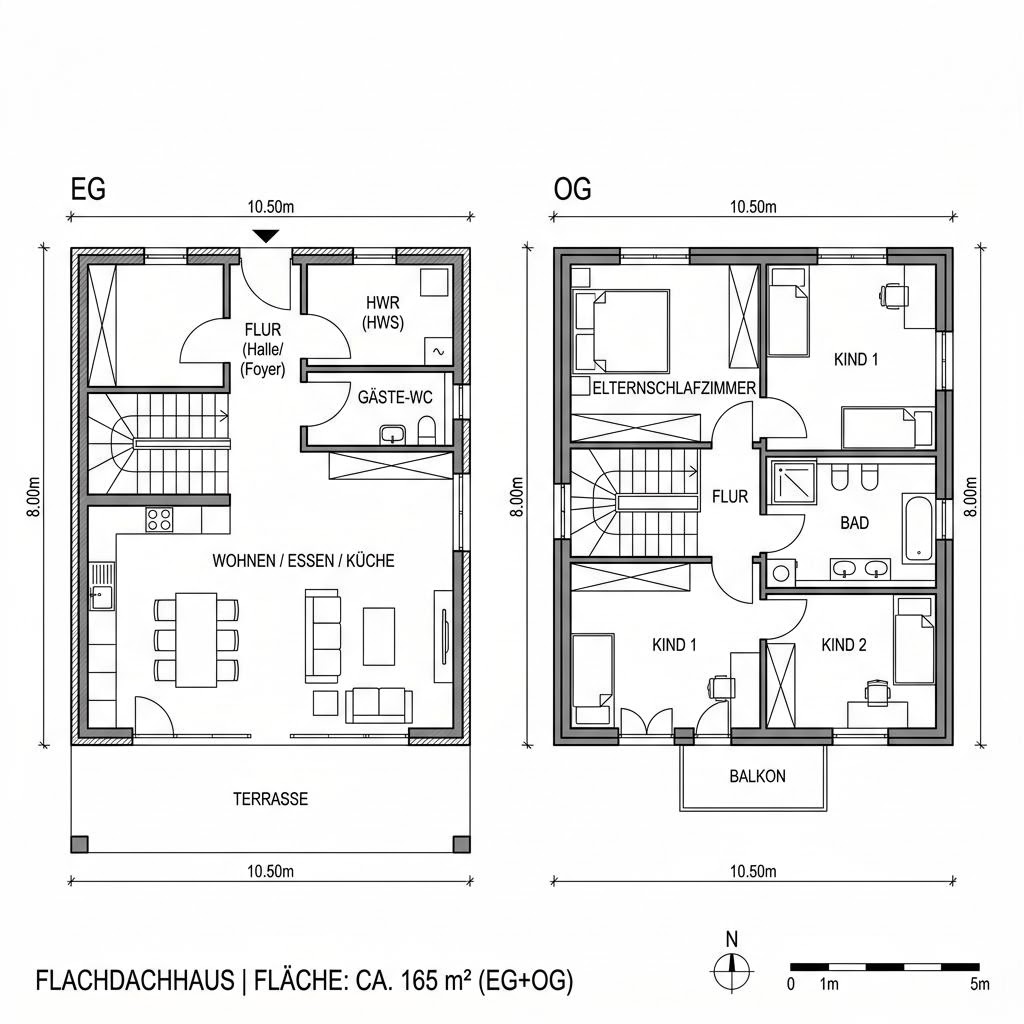Grundriss Flat Cube 165 von DAVINCI HAUS — 165 m², 4 Zimmer