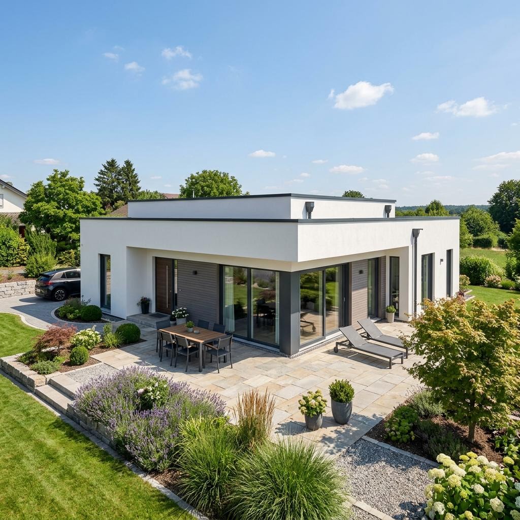 Flachdachhaus Bungalow Select von Kern-Haus — ebenerdiger Massivbungalow mit Flachdach und rund 130 m²