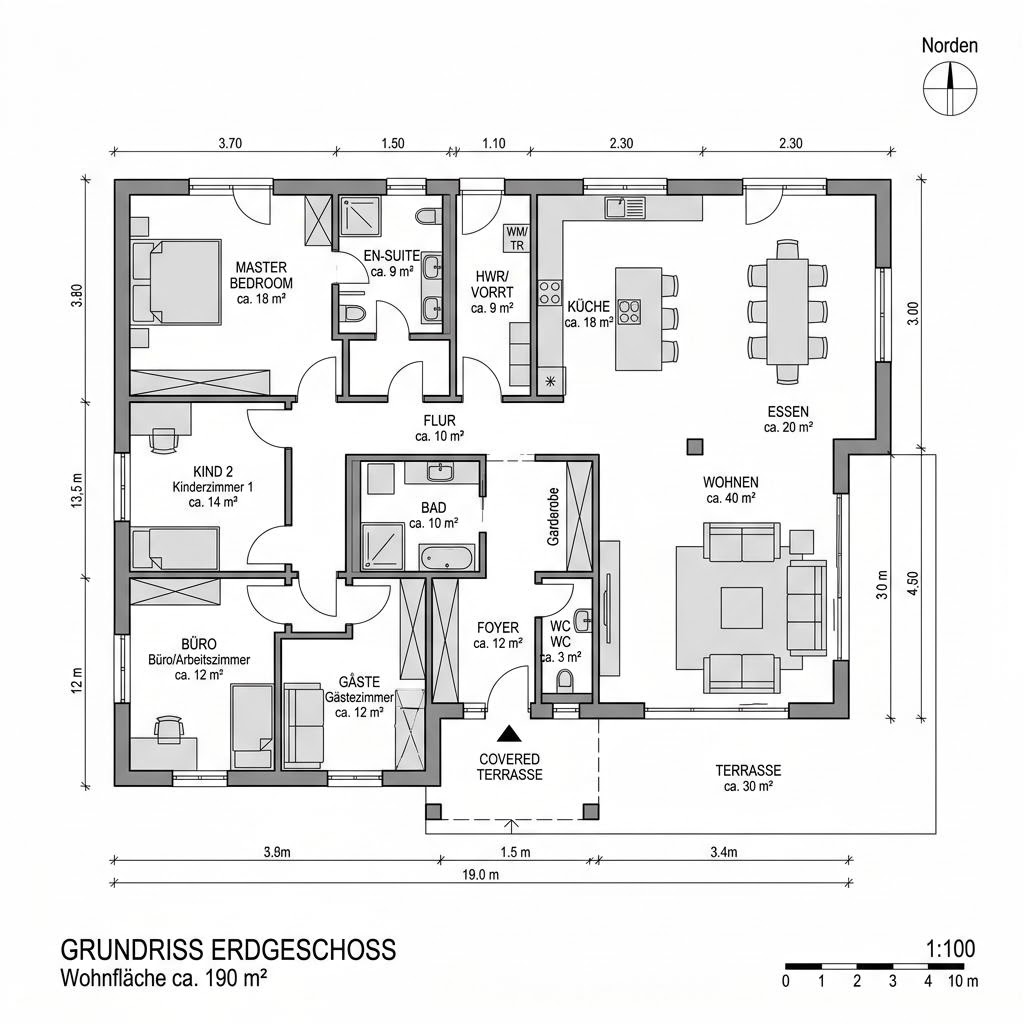 Grundriss LifeStyle 18.02 F – 190 m² Flachdachhaus mit 6 Zimmern