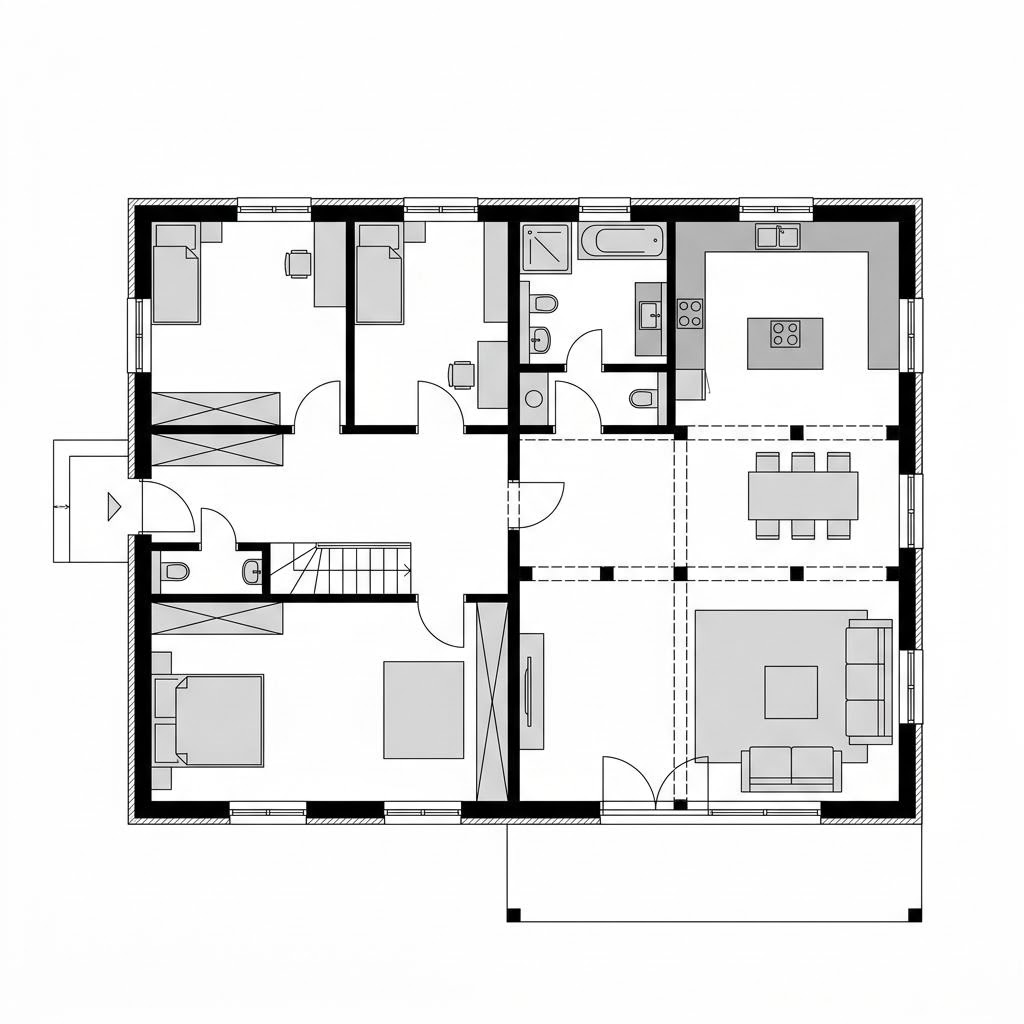 Grundriss Diele 158 von Fuhrberger Blockhaus — 158 m², 5 Zimmer
