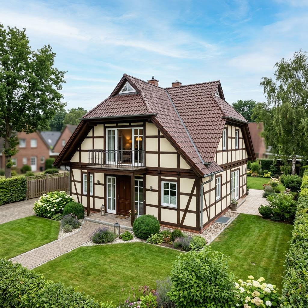 Fachwerkhaus Hallenhaus 172 von Fuhrberger Fachwerkhaus — Holzskelettbau mit Krüppelwalmdach und 172 m²