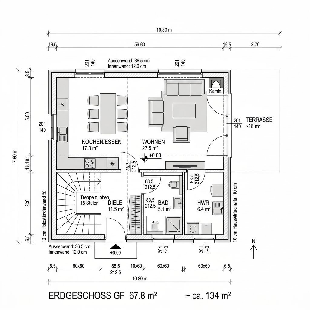 Grundriss Wohnblockhaus Landidyll 134 – 134 m² Holzhaus mit 5 Zimmern