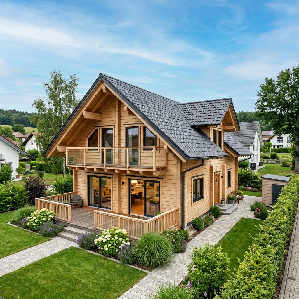 Blockhaus Schwarzwald 142 von Fullwood Wohnblockhaus mit Satteldach — Massivholzhaus mit 142 m²