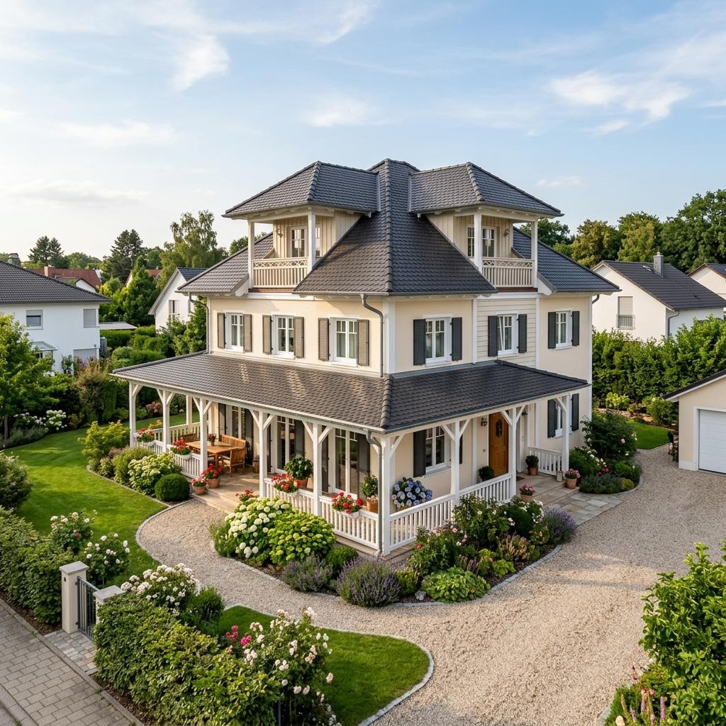 Landhaus Savannah 146 von Greenville — Fertighaus im Südstaaten-Stil mit Walmdach und 146 m²