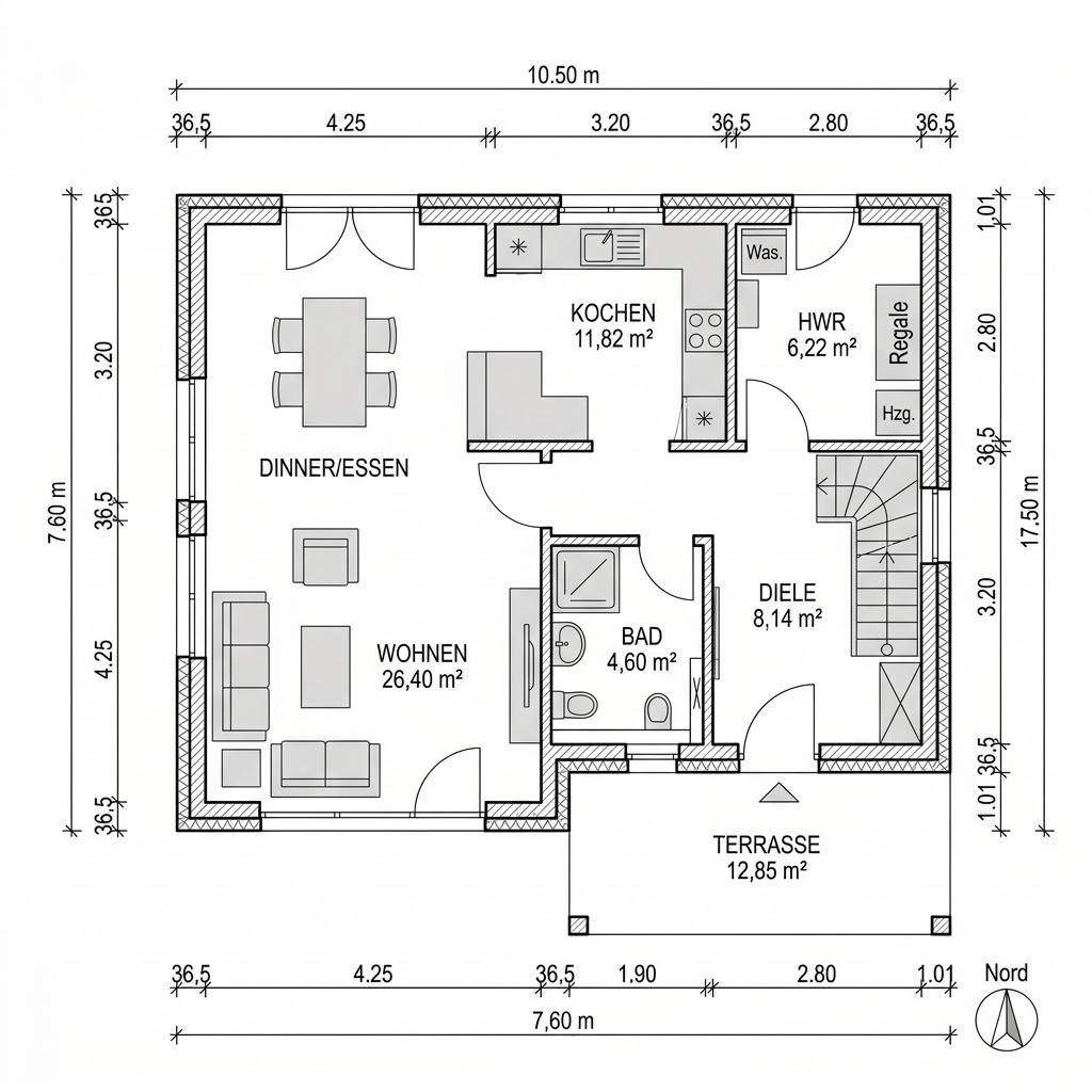 Grundriss Landhaus Savannah 146 – 146 m² Landhaus mit 5 Zimmern