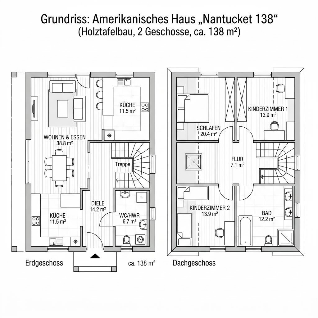 Grundriss Nantucket 138 von Greenville — 138 m², 4 Zimmer