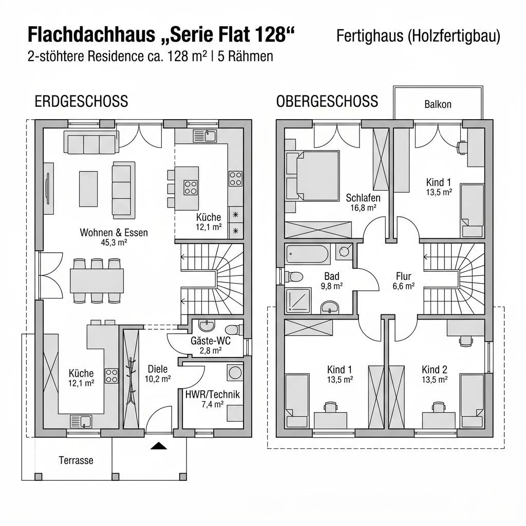 Grundriss Serie Flat 128 von GROPYUS — 128 m², 5 Zimmer