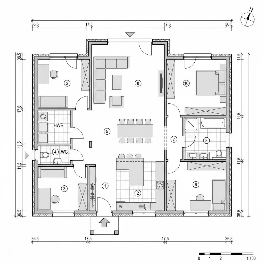 Grundriss Birkholz 136 – 136 m² Einfamilienhaus mit 5 Zimmern