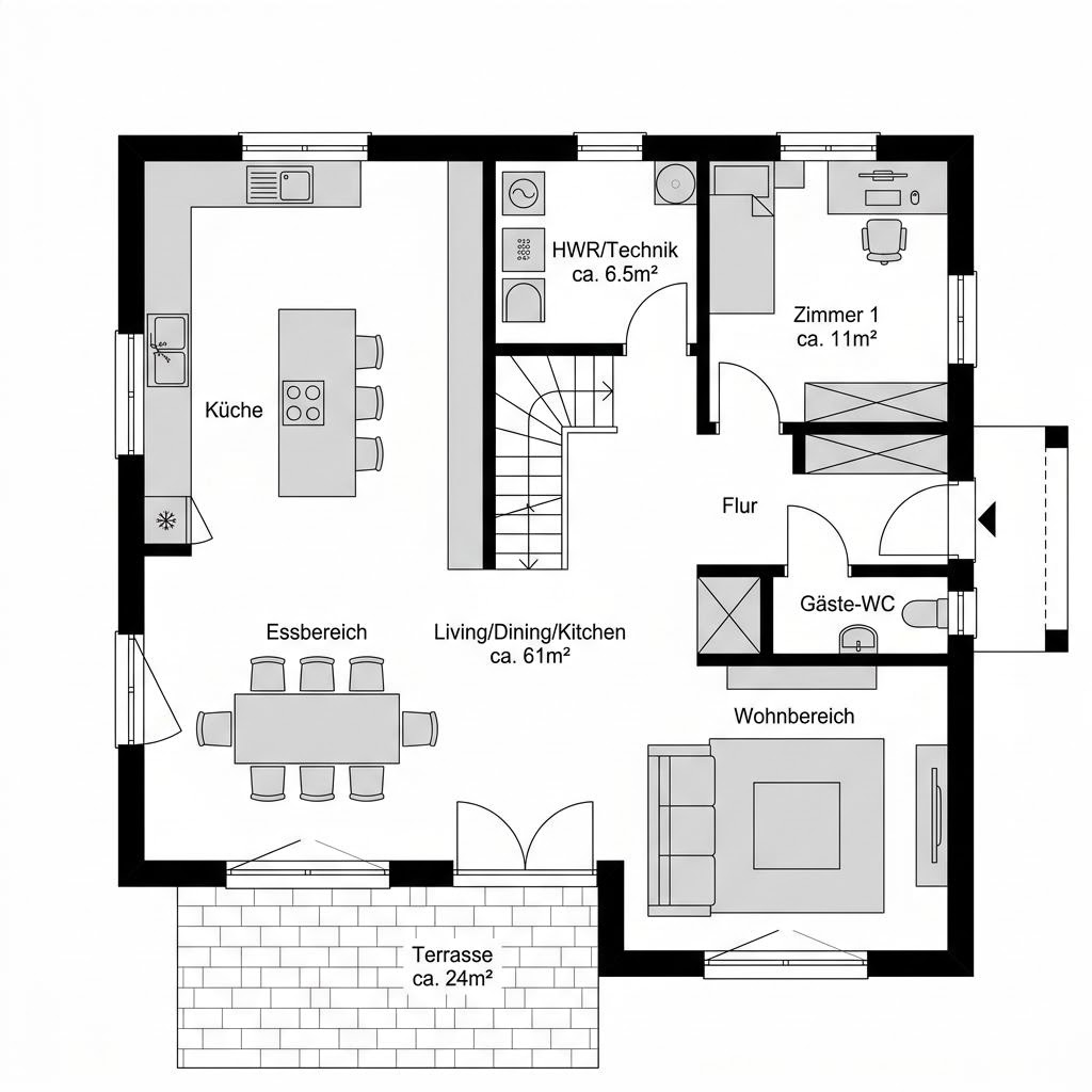 Grundriss Lindau 118 – 118 m² Einfamilienhaus mit 4 Zimmern