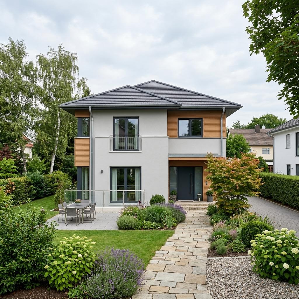 Stadtvilla MetroVilla 158 von GUSSEK HAUS mit Erker und Zeltdach