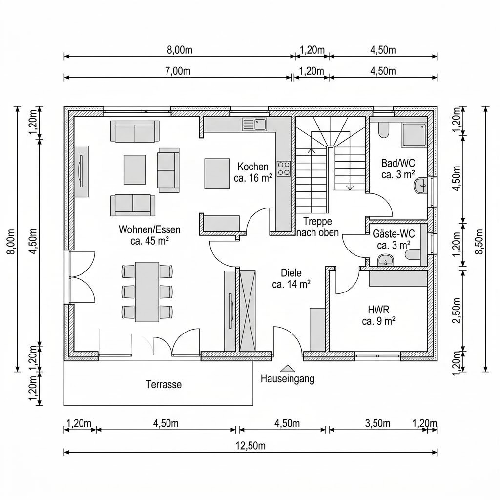 Grundriss Residenz Turm 165 – 165 m² Stadtvilla mit 5 Zimmern