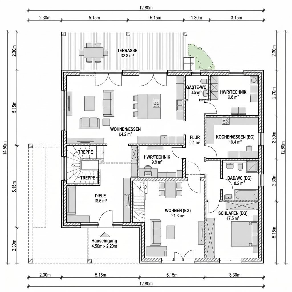 Grundriss Mehrfamilienhaus Triplex 320 – 320 m² Mehrgenerationenhaus mit 10 Zimmern