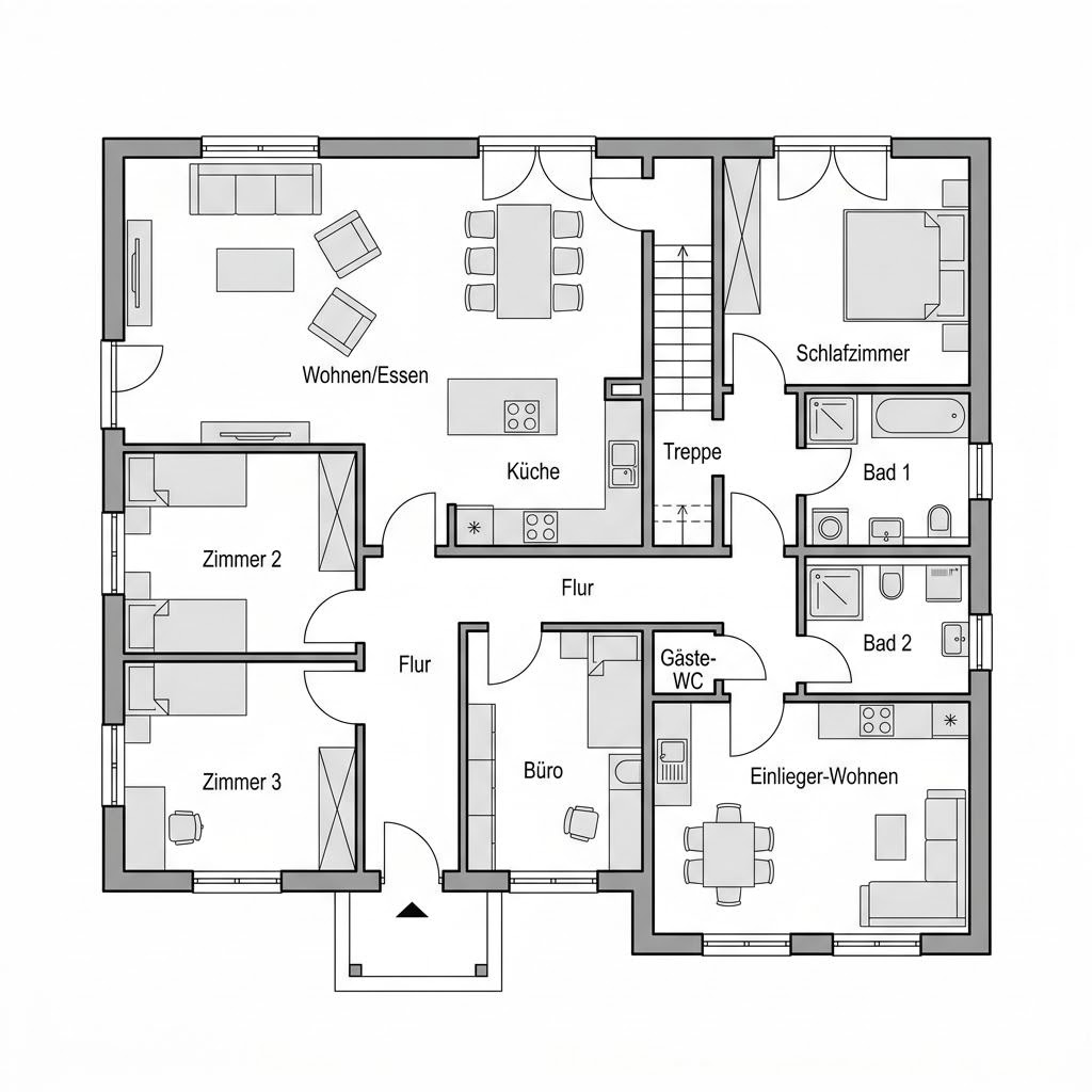 Grundriss MH 181 Mehrgenerationenhaus – 181 m² Mehrgenerationenhaus mit 7 Zimmern