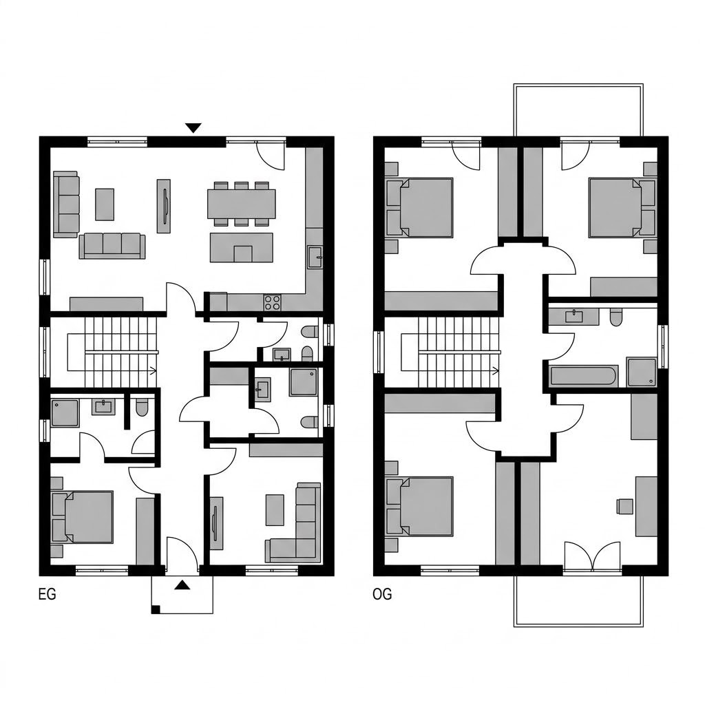 Grundriss Mehrgenerationenhaus MH 205 – 205 m² Mehrgenerationenhaus mit 7 Zimmern