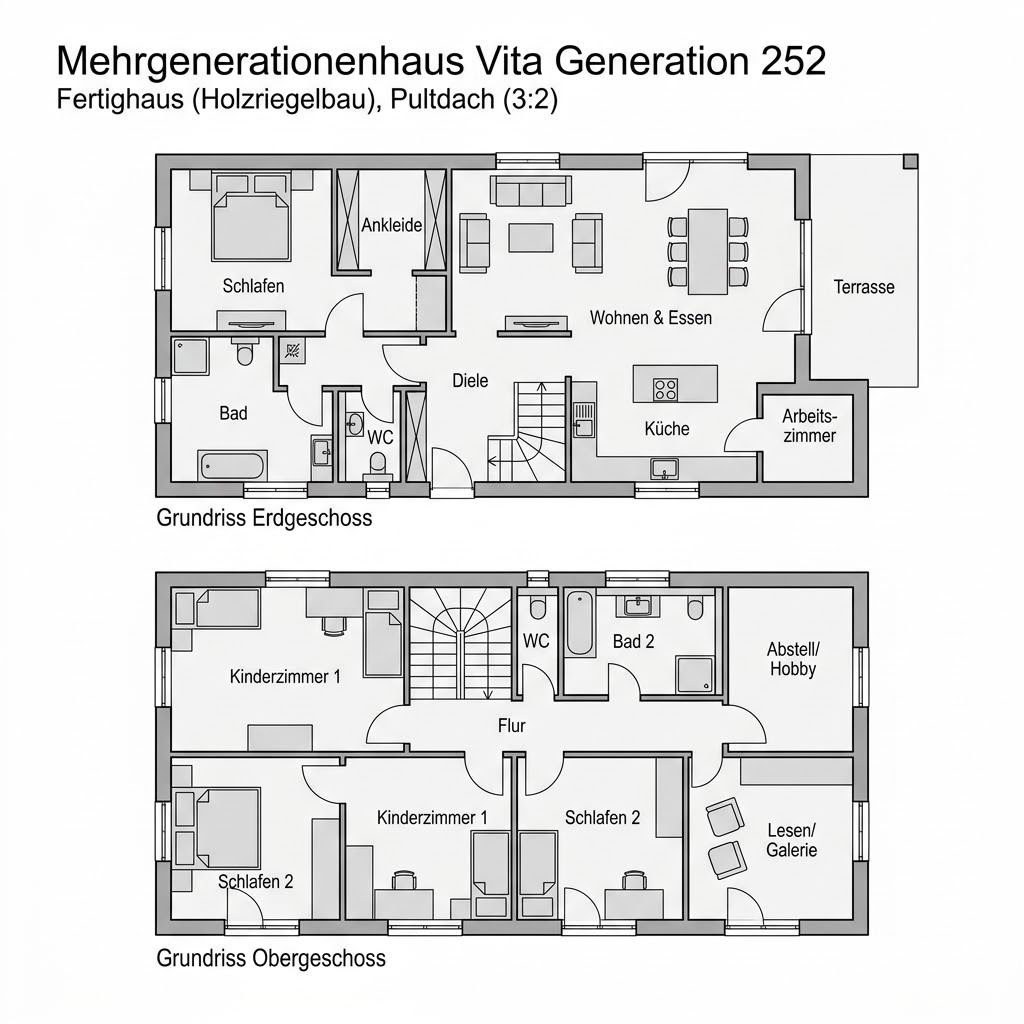 Grundriss Mehrgenerationenhaus Vita Generation 252 – 252 m² Mehrgenerationenhaus mit 9 Zimmern