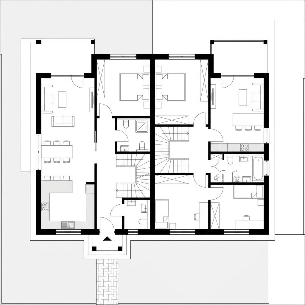 Grundriss Zweifamilienhaus O 212 – 212 m² Zweifamilienhaus mit 8 Zimmern