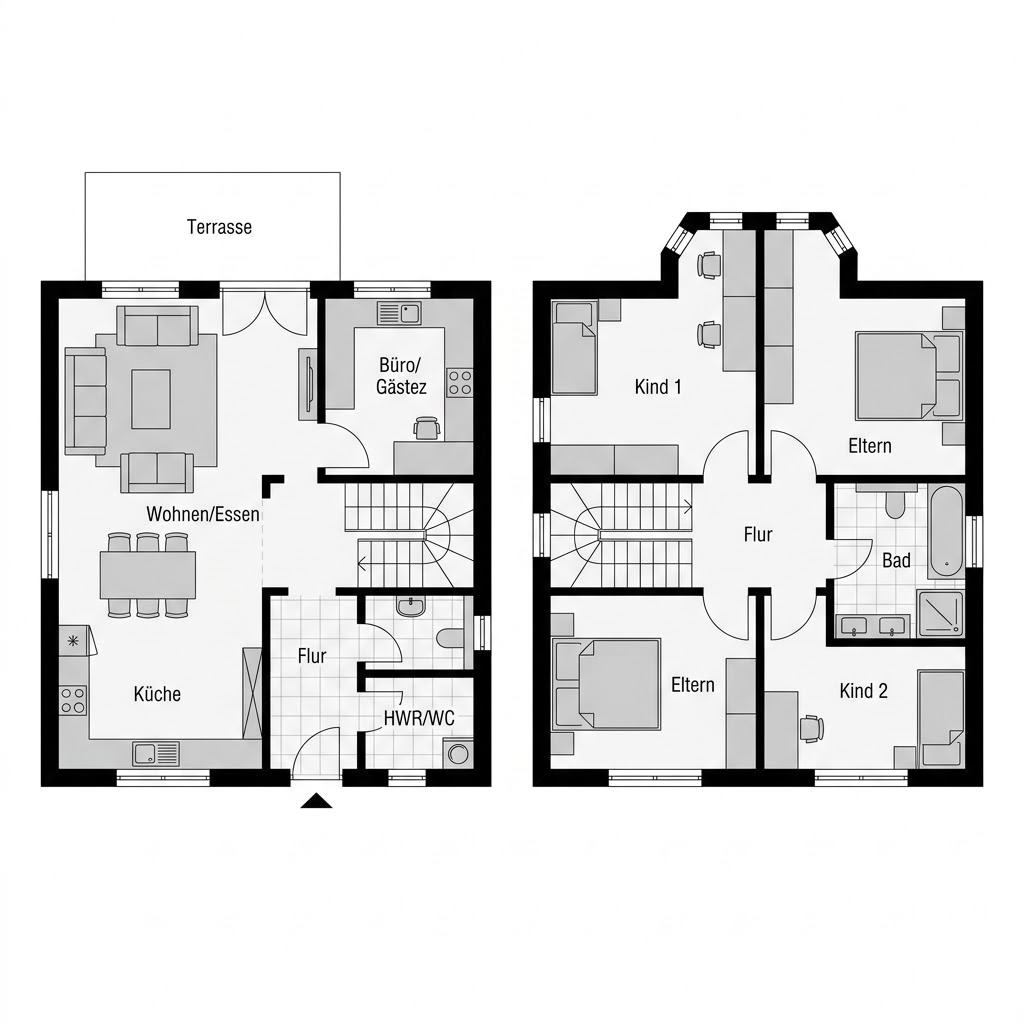 Grundriss Küstennest 118 – 118 m² Friesenhaus mit 4 Zimmern