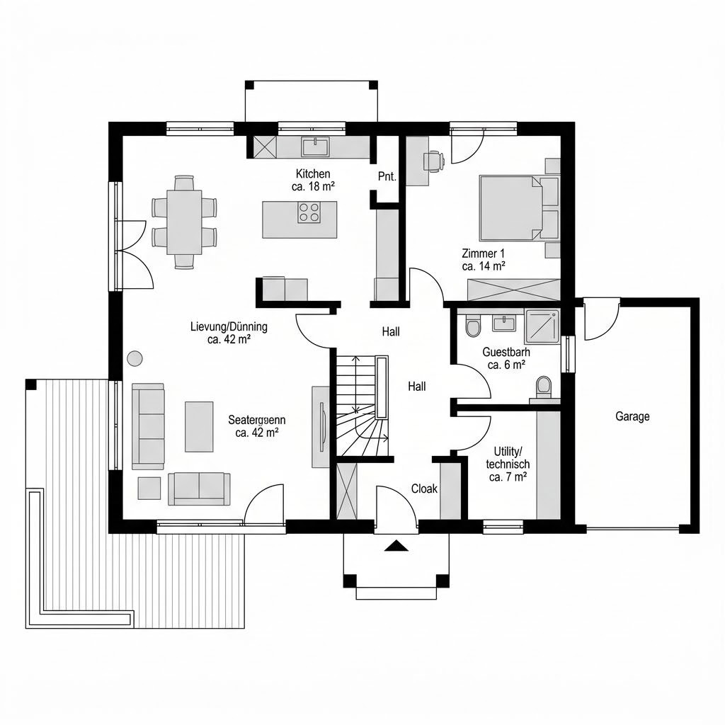 Grundriss VARIANT 25-135 – 135 m² Einfamilienhaus mit 5 Zimmern