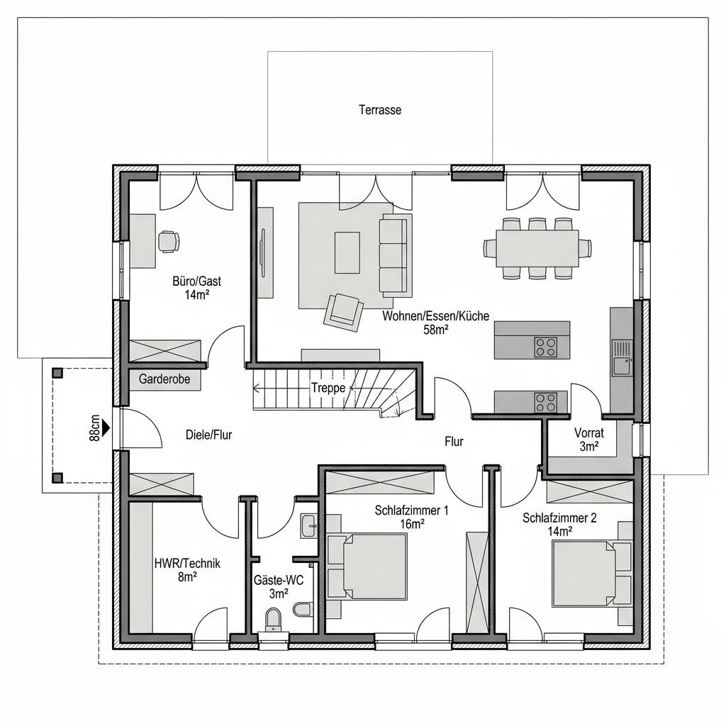 Grundriss VARIANT 35-165 – 165 m² Einfamilienhaus mit 6 Zimmern