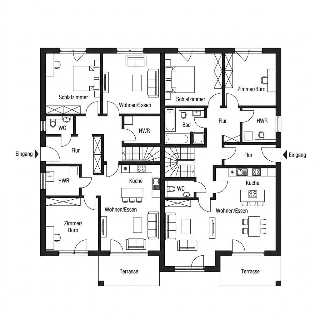 Grundriss Zweifamilienhaus 491 – 175 m² Zweifamilienhaus mit 7 Zimmern