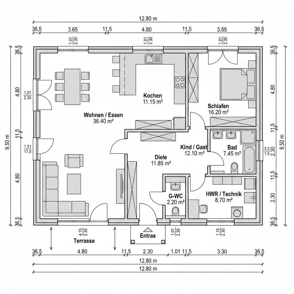 Grundriss Zweifamilienhaus Domizil 200 – 200 m² Zweifamilienhaus mit 7 Zimmern