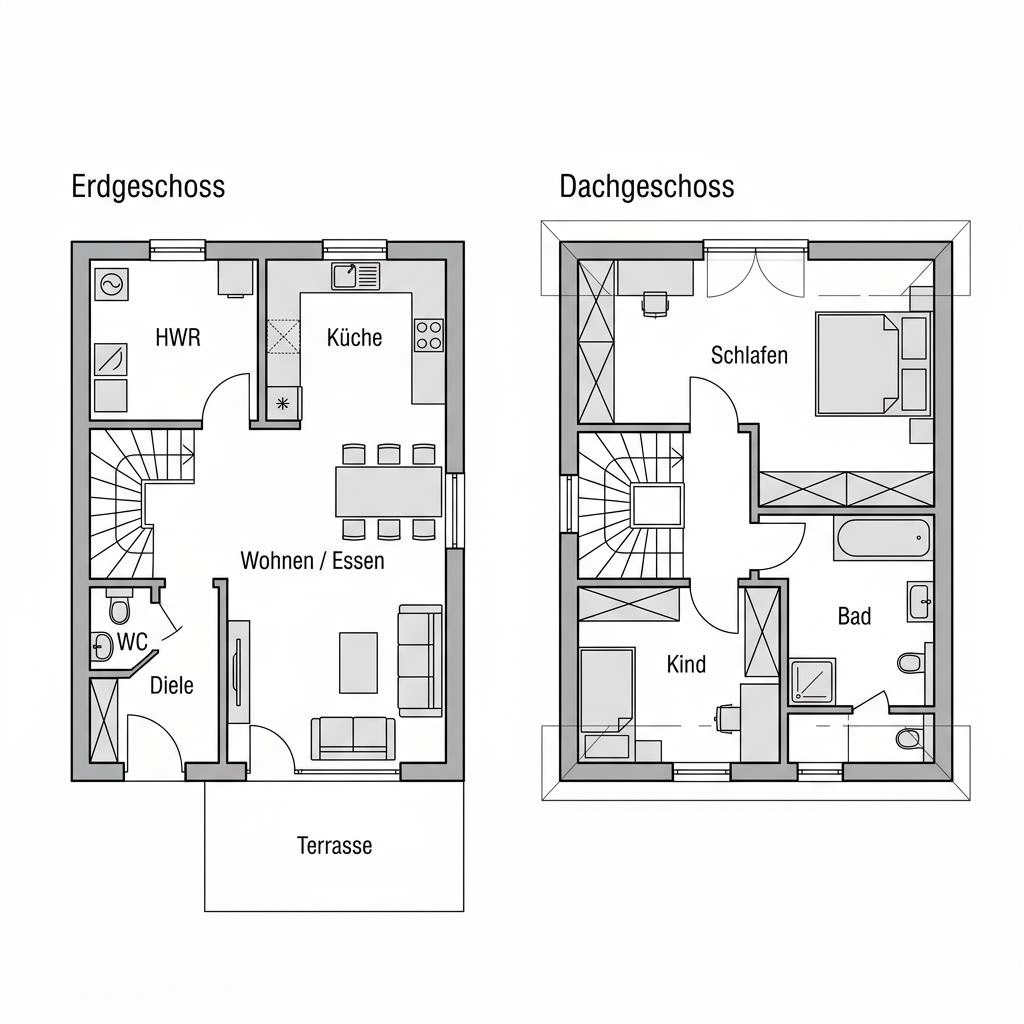 Grundriss Singlehaus Massivklein 86 – 86 m² Singlehaus mit 3 Zimmern
