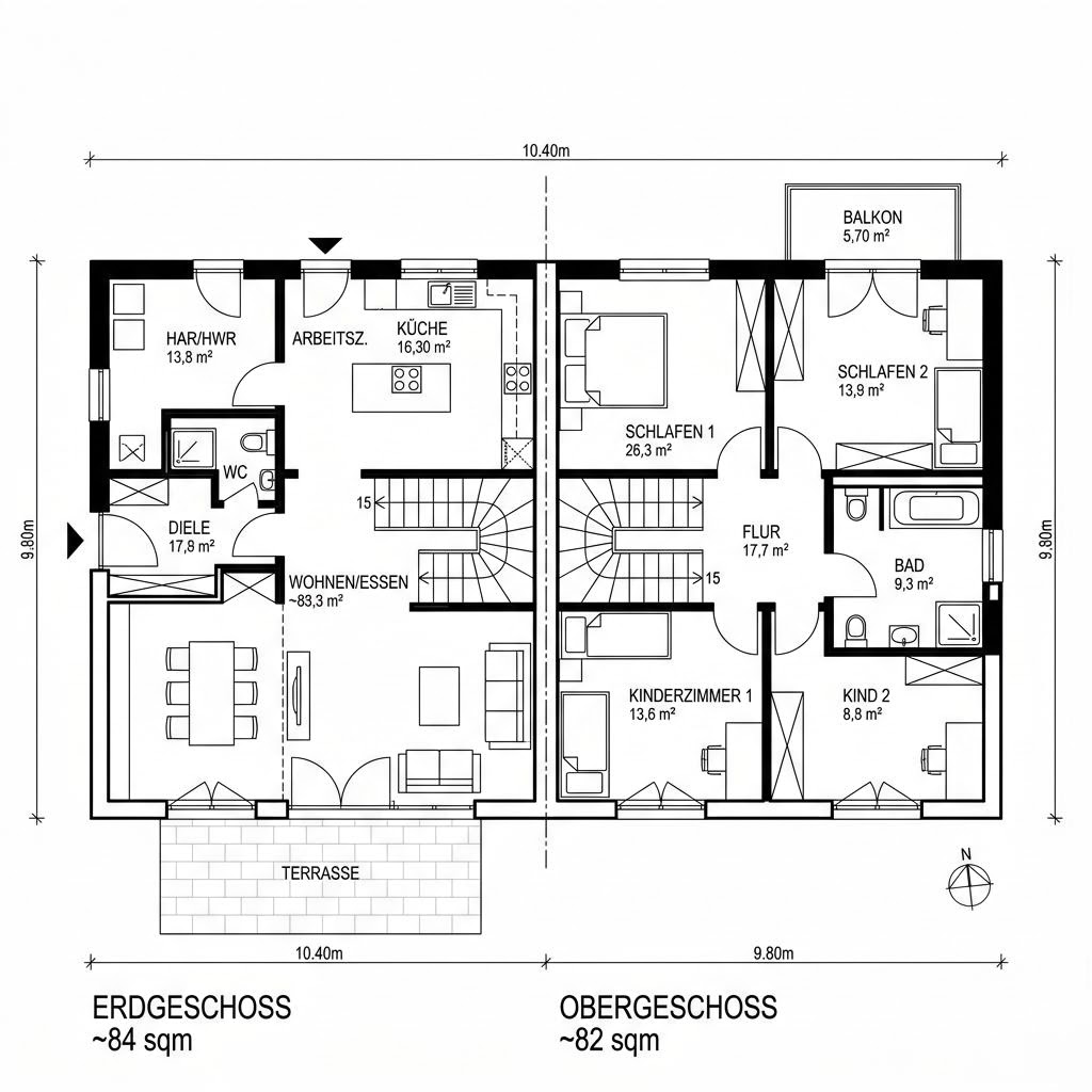 Grundriss casaVita 166 von Beilharz Haus — 166 m², 6 Zimmer