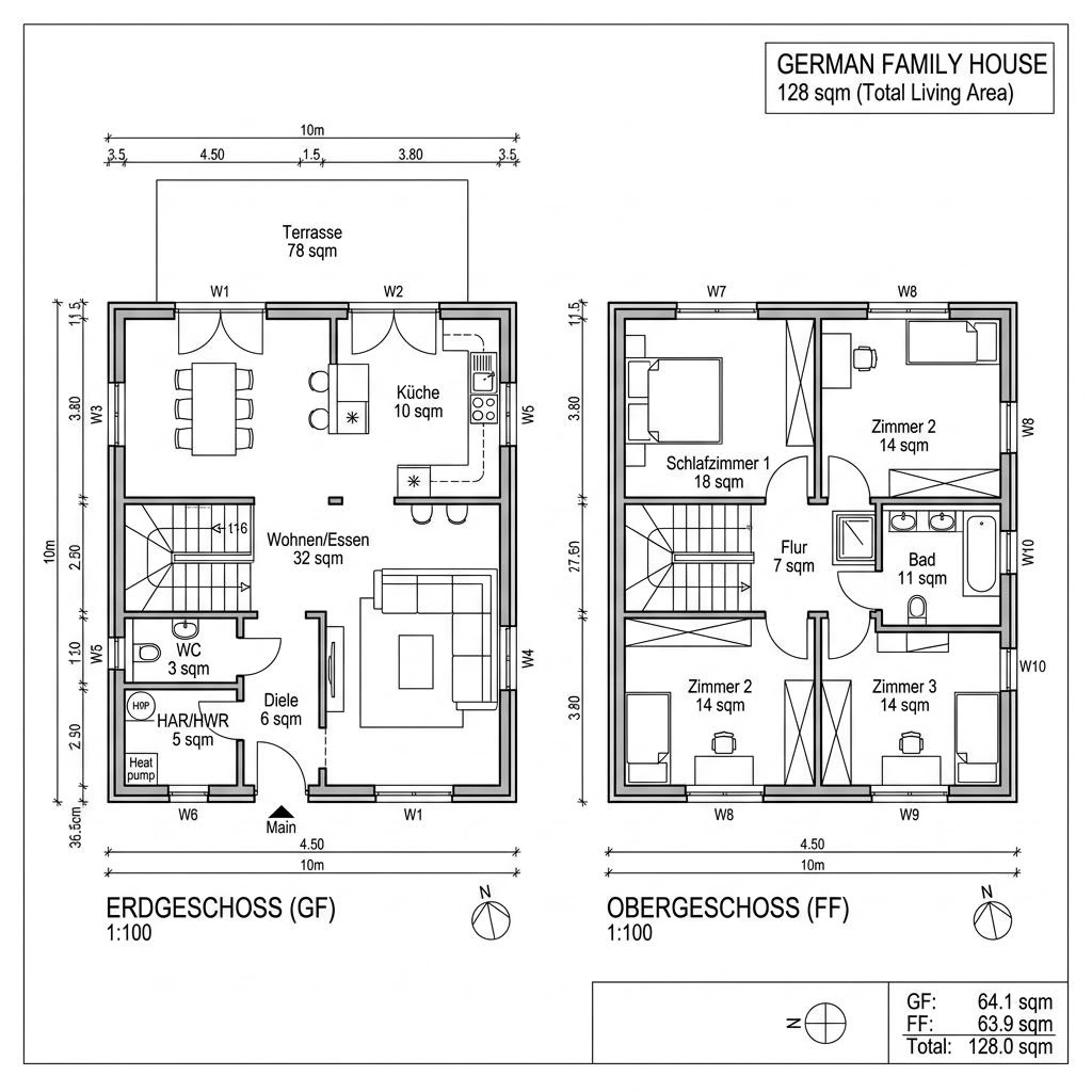Grundriss eco-Haus 128 von Beilharz Haus — 128 m², 4 Zimmer