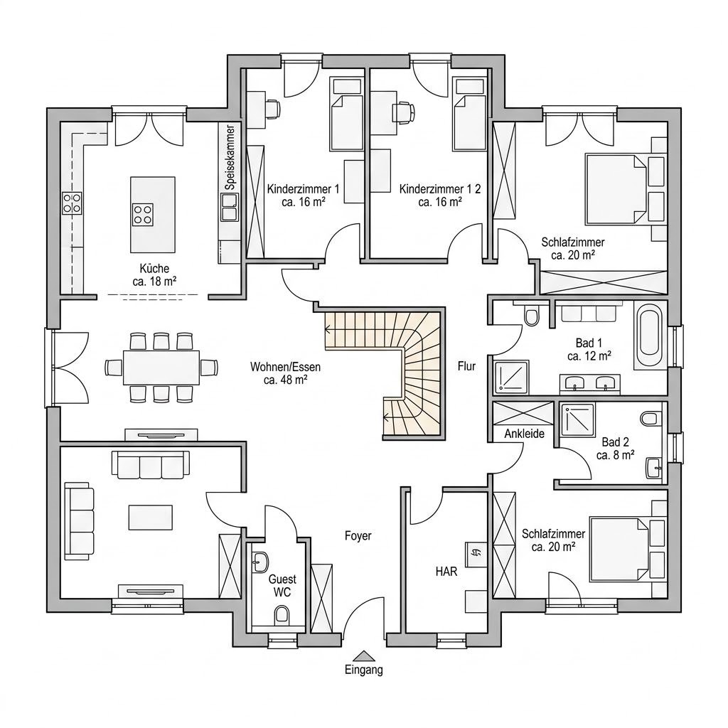 Grundriss Point 184.1 – 184 m² Schwedenhaus mit 6 Zimmern