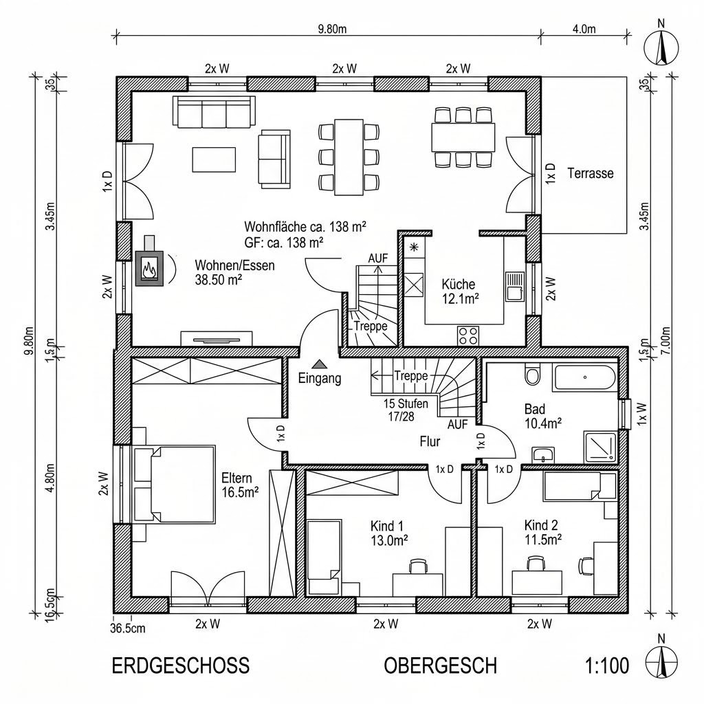 Grundriss Natur 138 von Genböck Haus — 138 m², 5 Zimmer