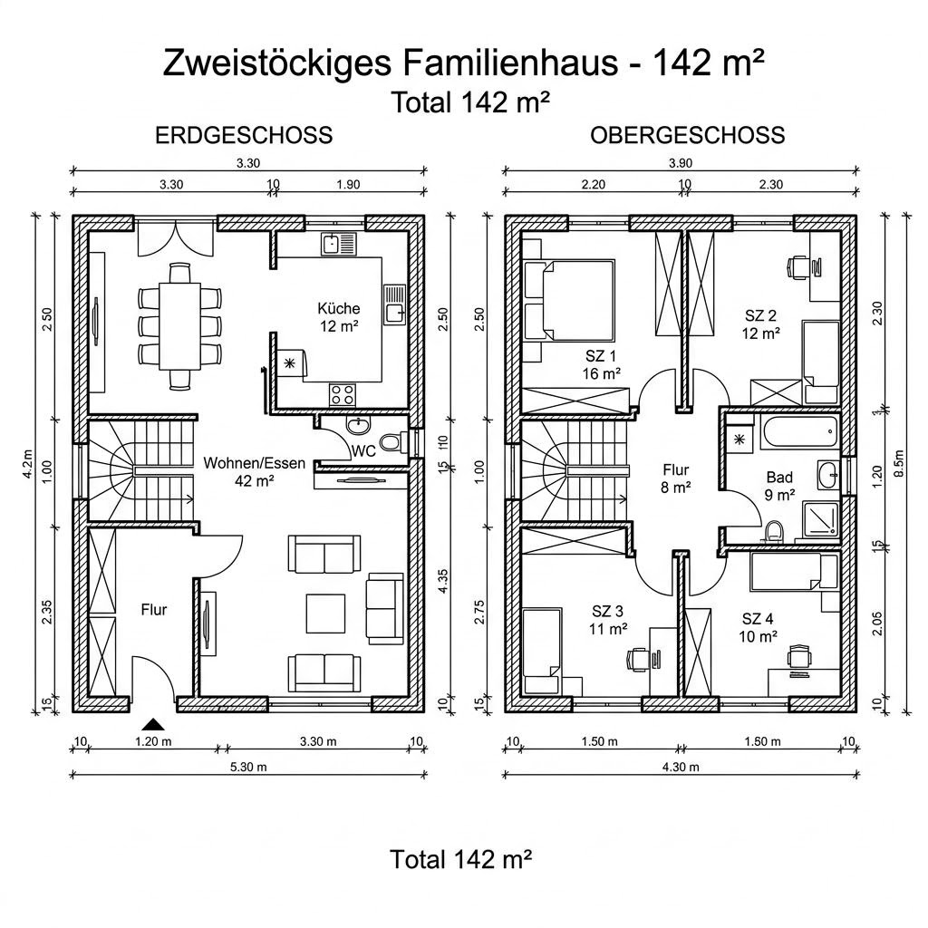 Grundriss Landhaus 142 von Isartaler Holzhaus — 142 m², 5 Zimmer