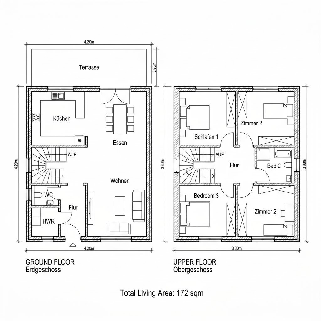 Grundriss Landhaus Passau von Sonnleitner Holzbauwerke — 172 m², 6 Zimmer