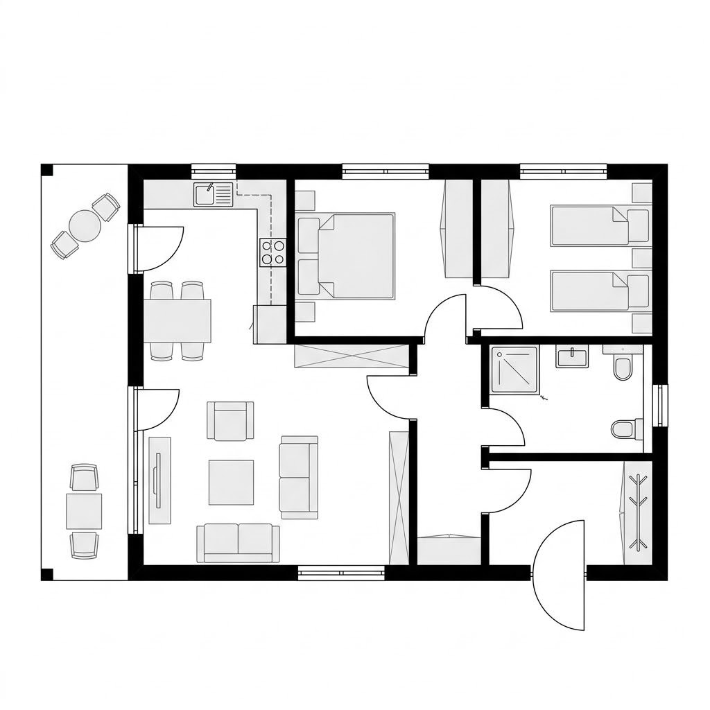 Grundriss Ferienhaus Lakka 78 von Honka — 78 m², 3 Zimmer