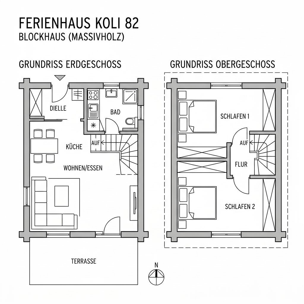 Grundriss Koli 82 von Honka — 82 m², 4 Zimmer