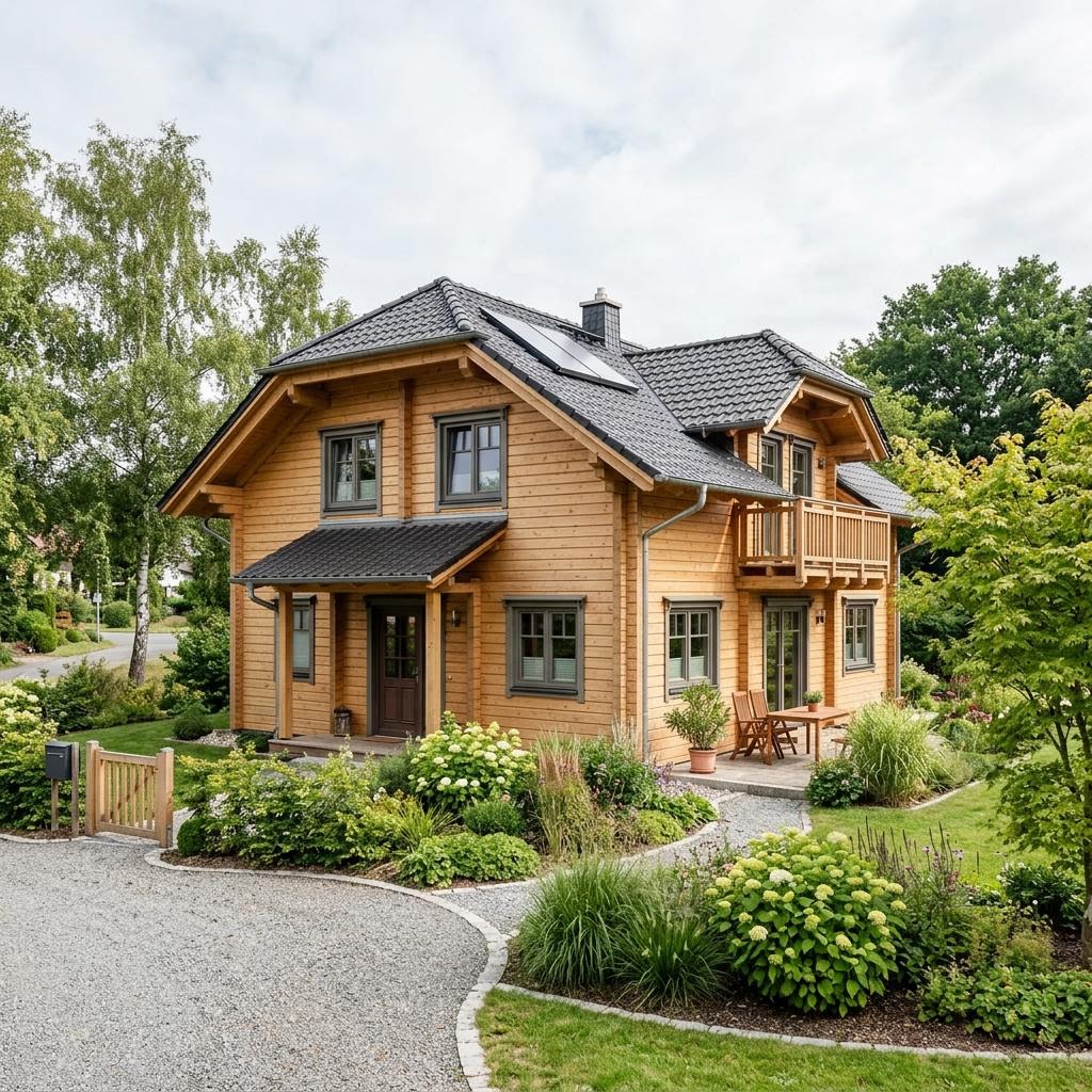 Ferienhaus Vuokatti 108 von Honka als großes Blockhaus mit Krüppelwalmdach