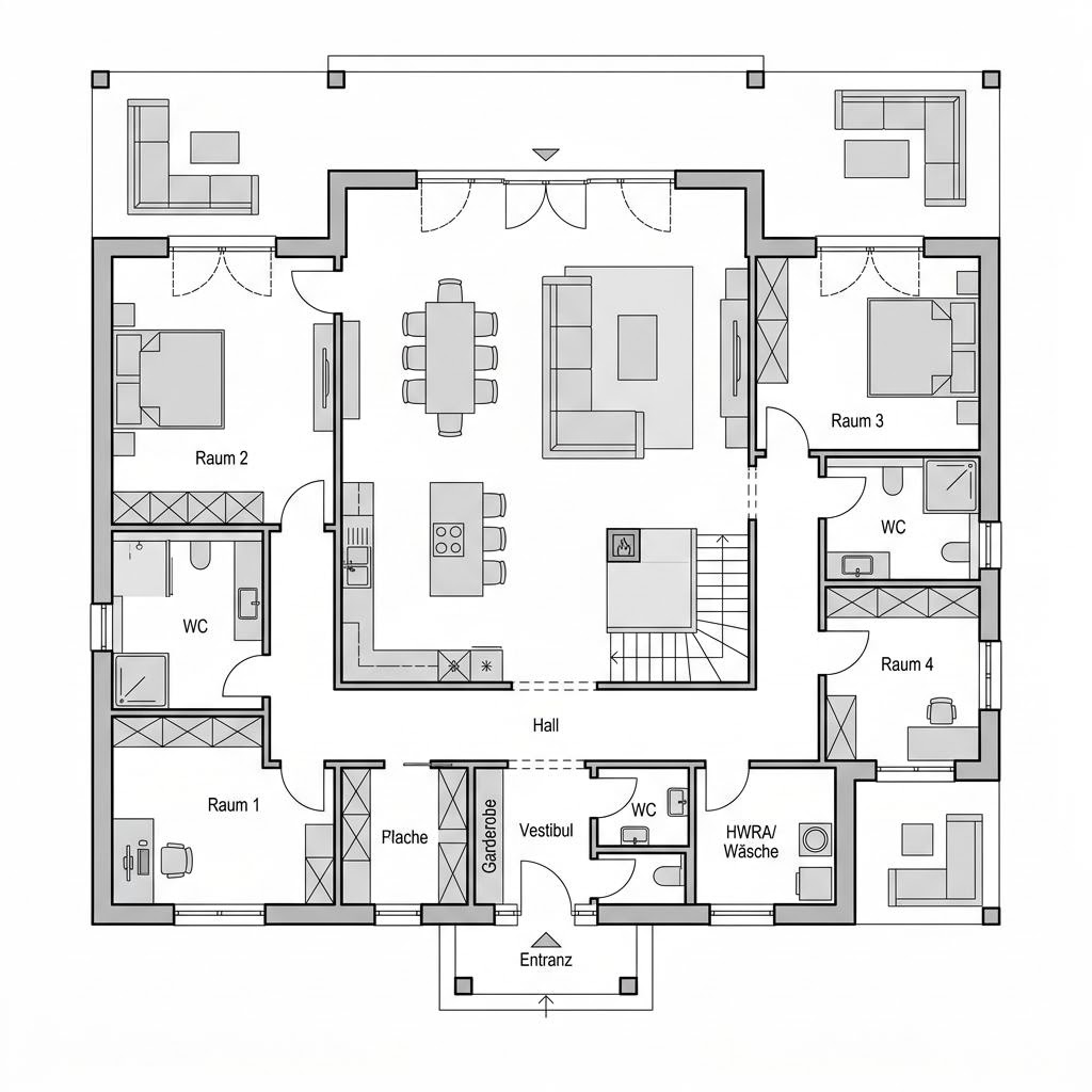 Grundriss MODUM 8:10 – 168 m² Luxusvilla & Designerhaus mit 5 Zimmern