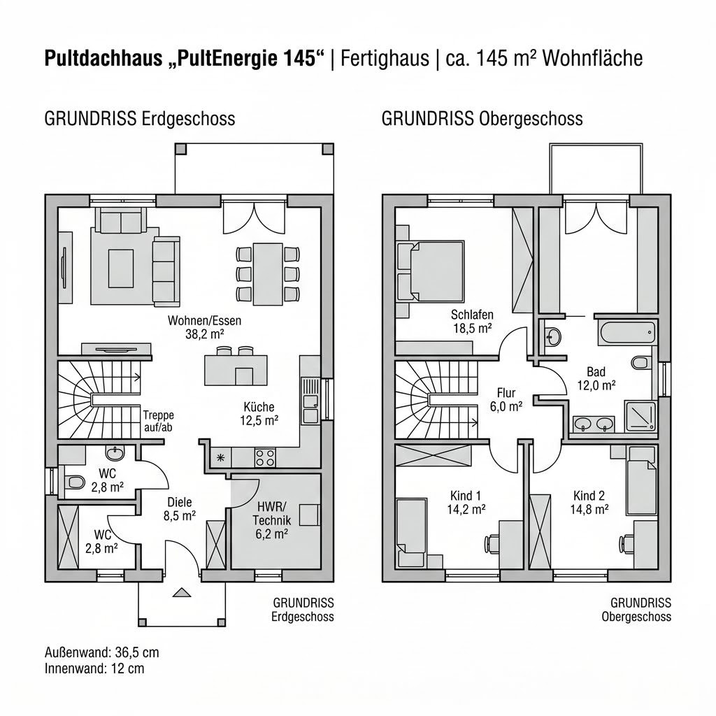 Grundriss PultEnergie 145 von KAMPA — 145 m², 5 Zimmer