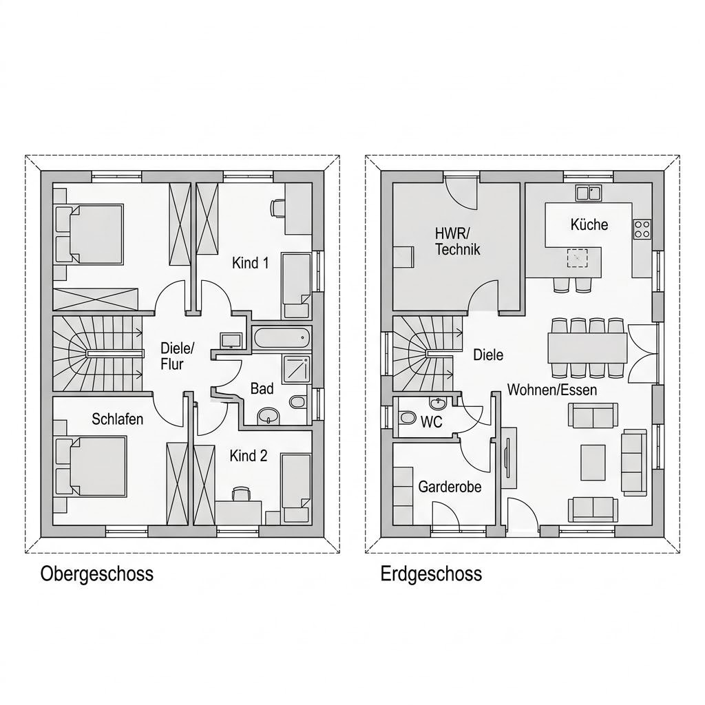 Grundriss Nordsee 142 von Anneke (KfW-Effizienzhaus 40 EE) — 142 m², 5 Zimmer