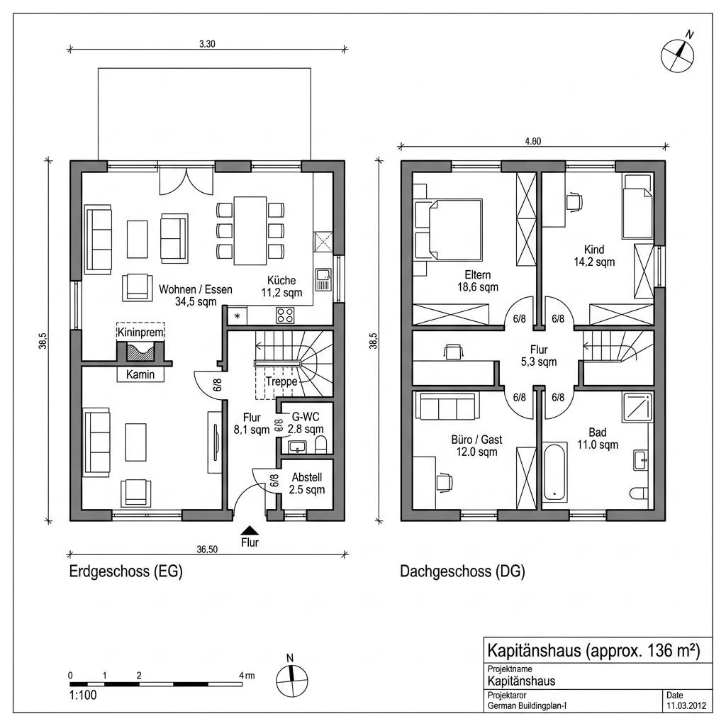 Grundriss Ankerplatz 136 von Dammann-Haus — 136 m², 4 Zimmer