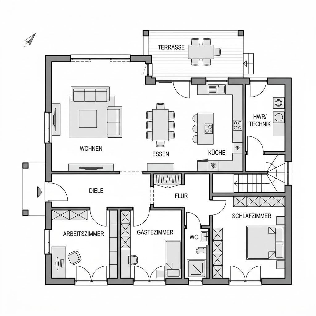 Grundriss Cinera 152 – 152 m² Einfamilienhaus mit 5 Zimmern