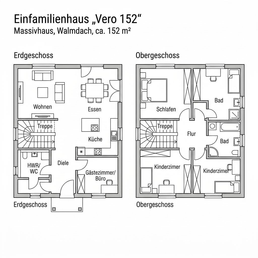 Grundriss Vero 152 von Kern-Haus — 152 m², 6 Zimmer