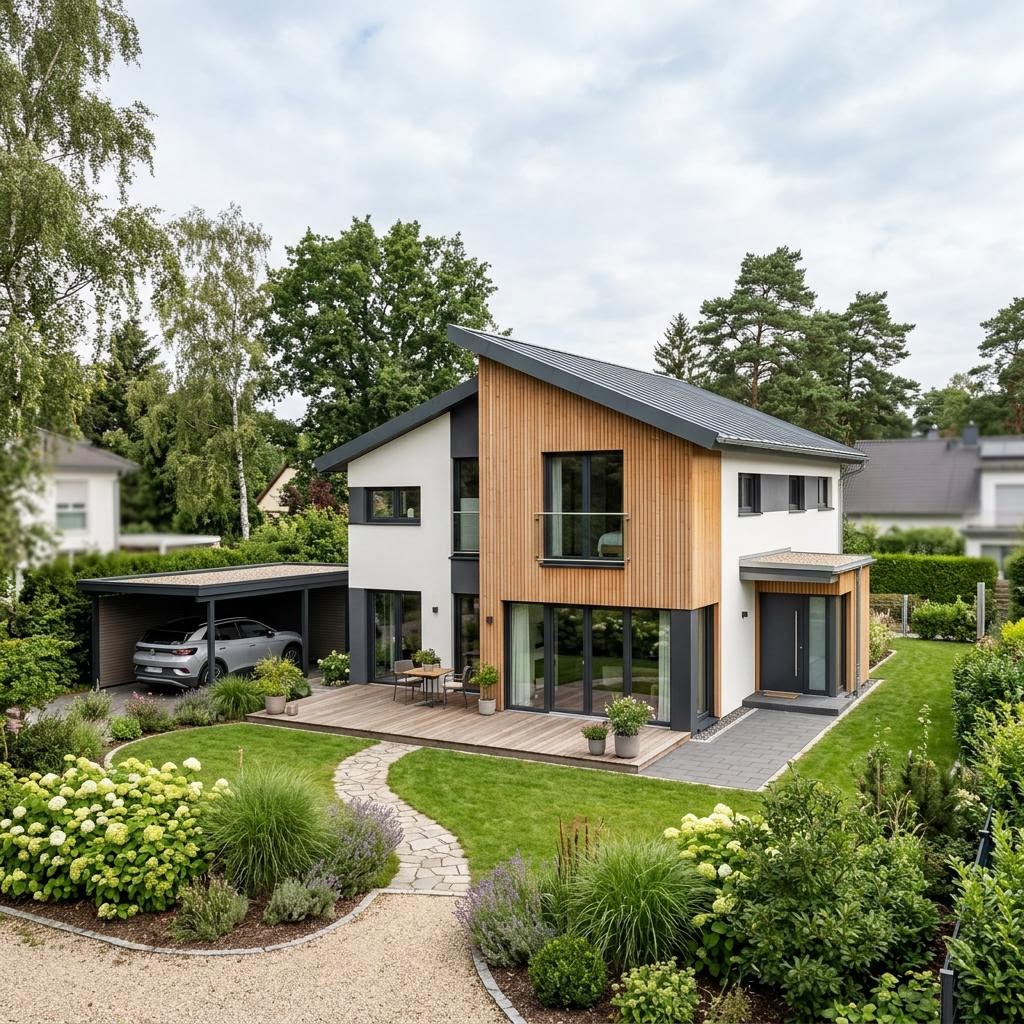 Pultdachhaus PultVersatz 160 von Kitzlinger Haus mit versetztem Dach und Solarfläche