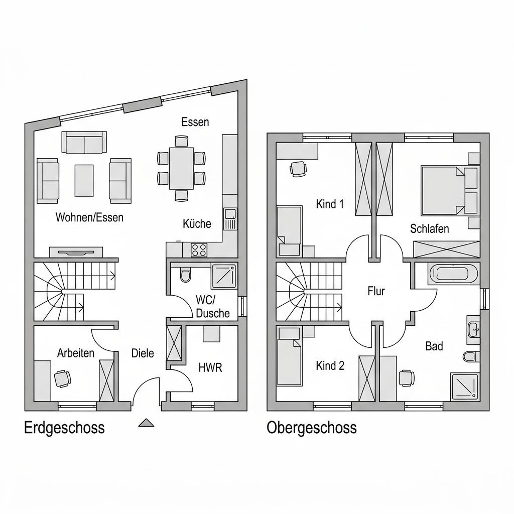 Grundriss PultVersatz 160 von Kitzlinger Haus — 160 m², 5 Zimmer