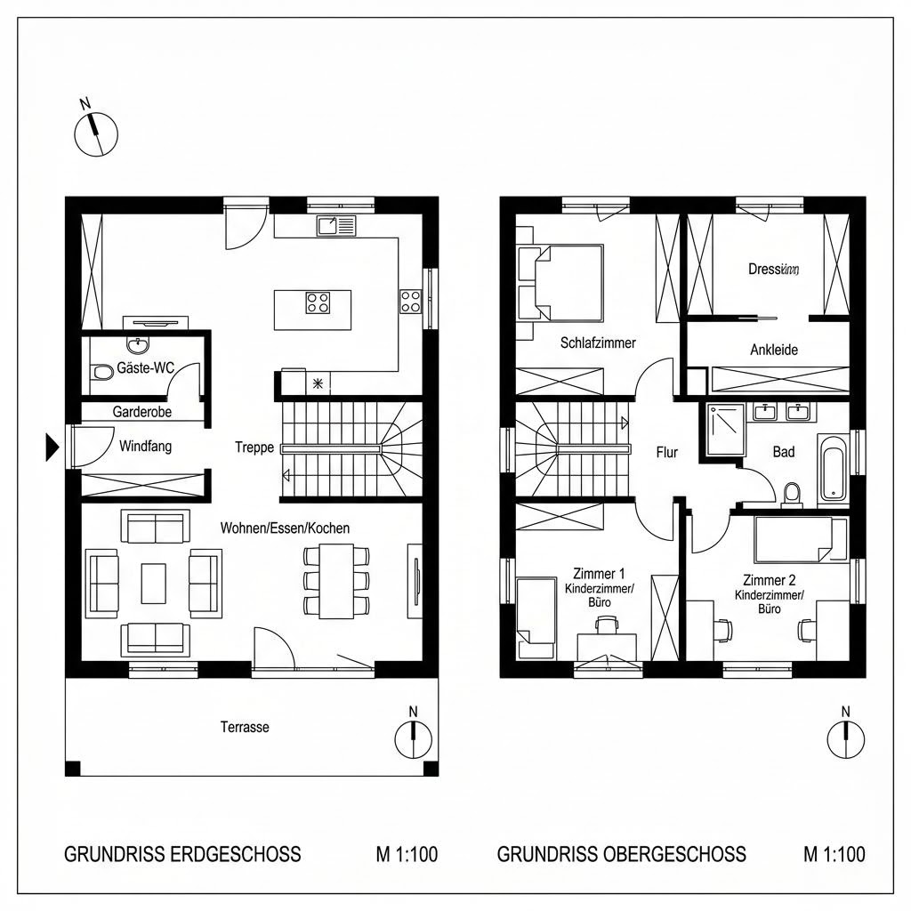 Grundriss Kubushaus ART 202 von HUF HAUS — 202 m², 5 Zimmer