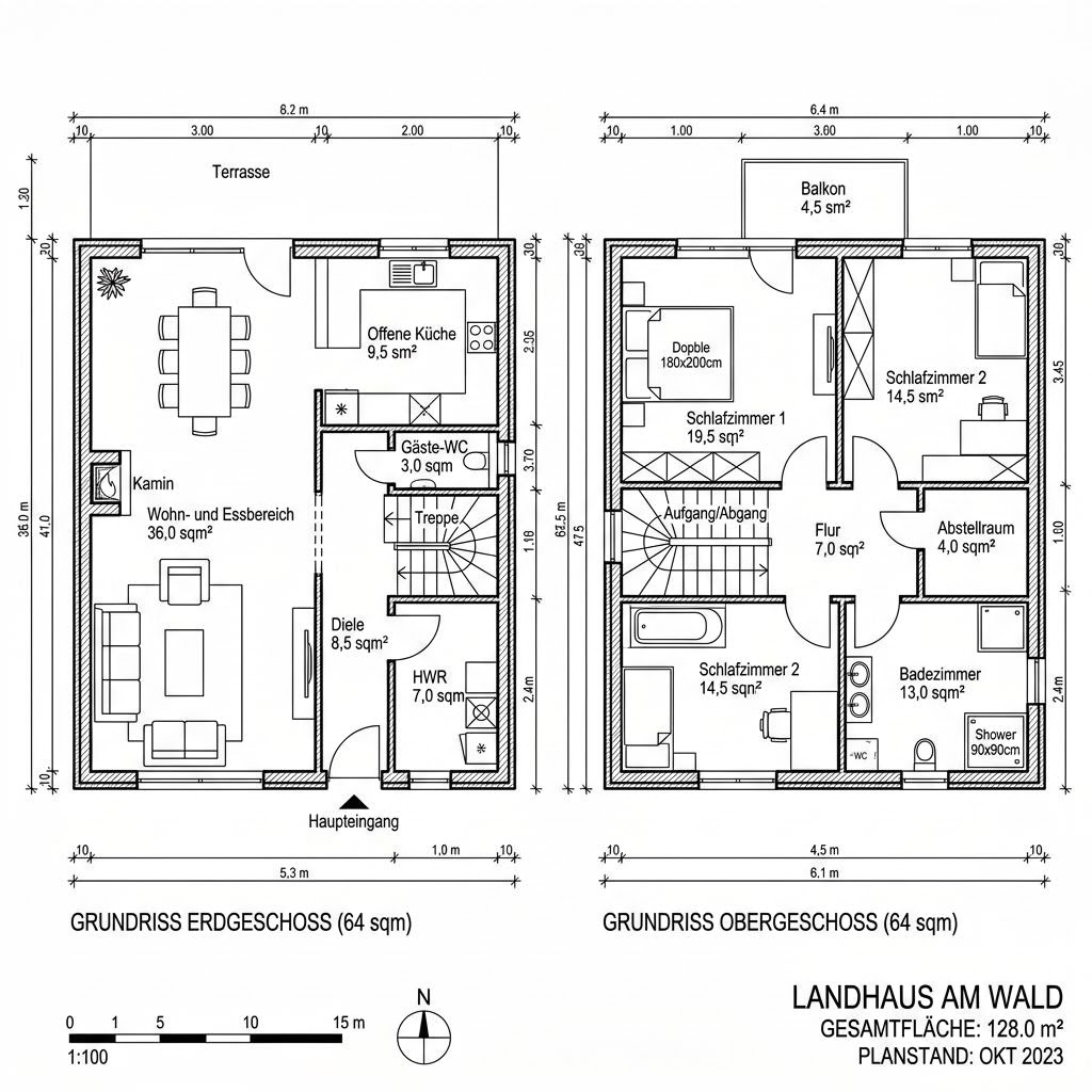 Grundriss Landhaus Birkenweg 128 Ausbau von Albert Haus — 128 m², 4 Zimmer