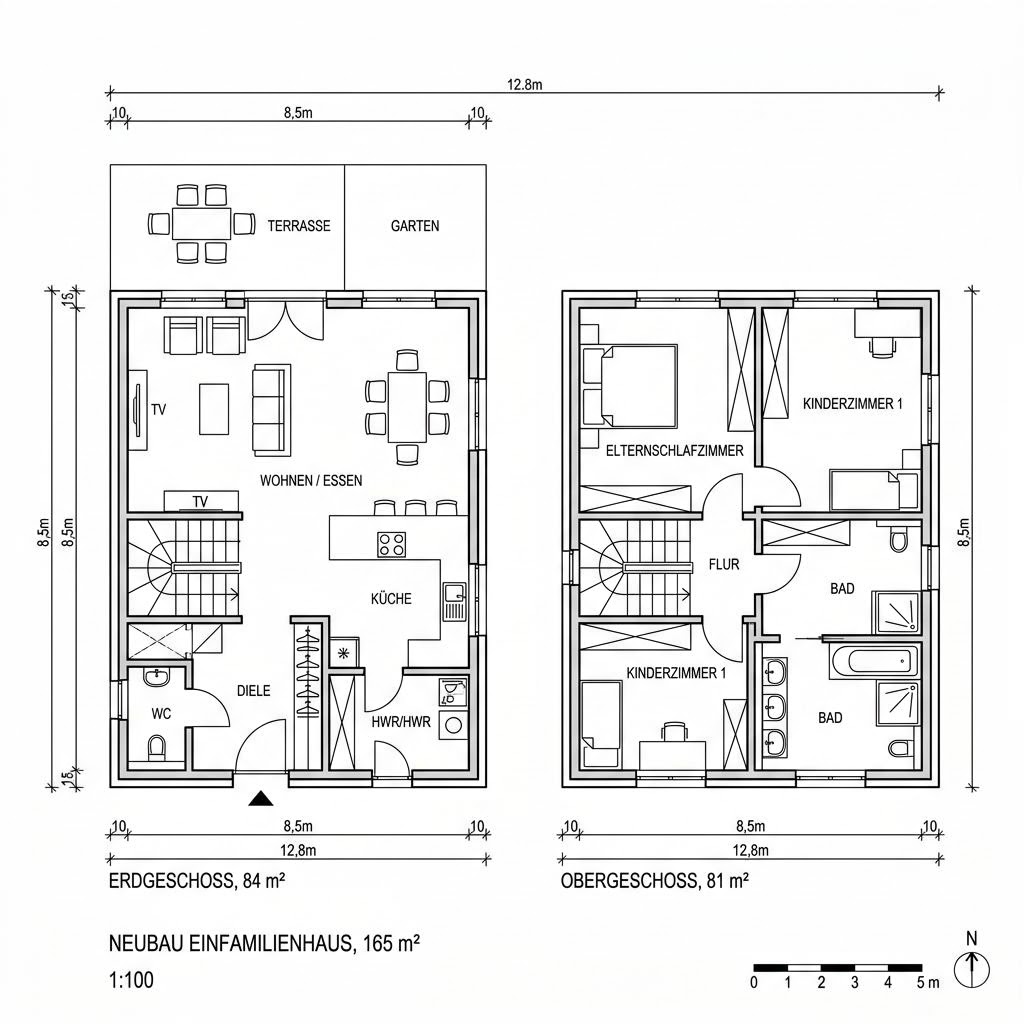 Grundriss Landhaus Hochfelln 165 – 165 m² Landhaus mit 6 Zimmern